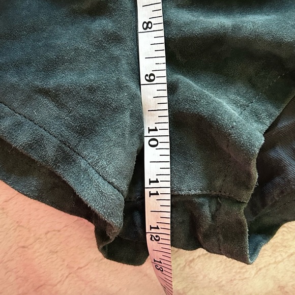 Free People RARE Real Leather Suede Micro Mini Shorts Blue Green Size 6 - Picture 8 of 9